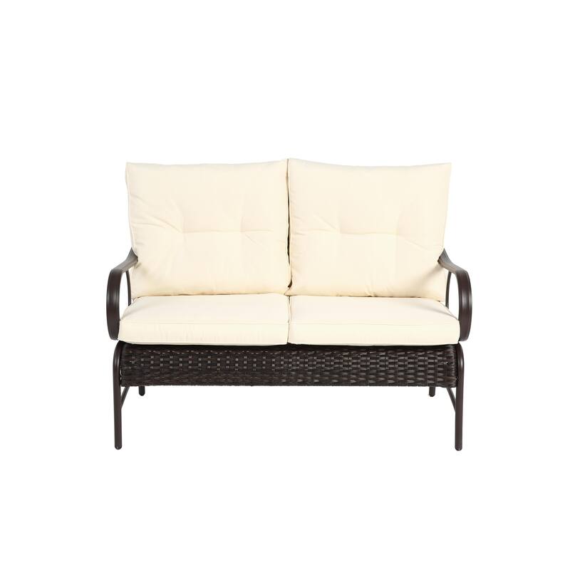 Classic Patio Sofa Wicker Conversation Set Rattan Sofa Chair wTable