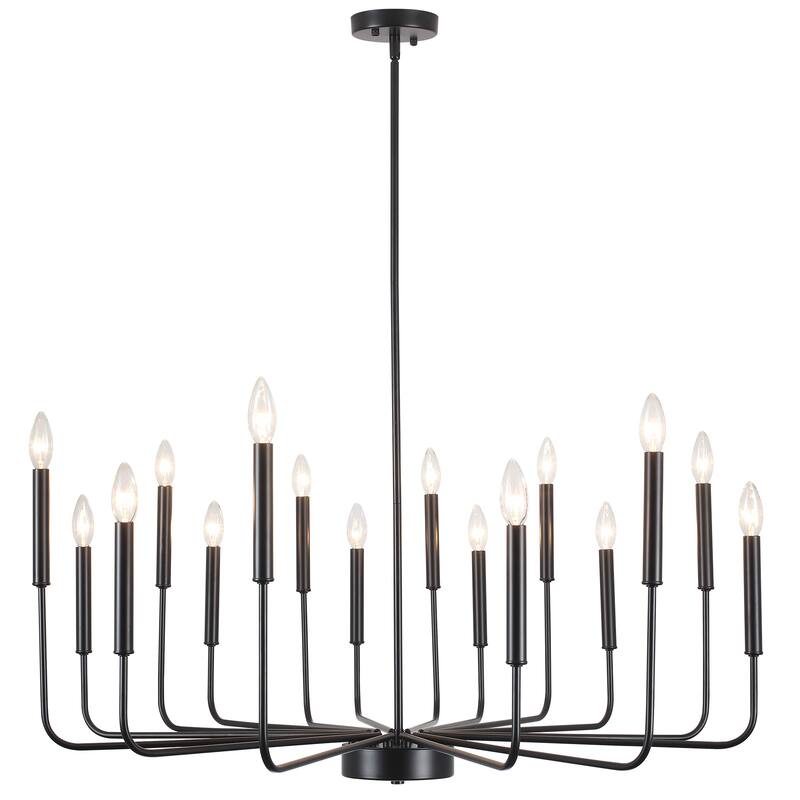 16-Light Large Candlestick Rustic Hanging Linear Chandelier Lighting for Kitchen Island