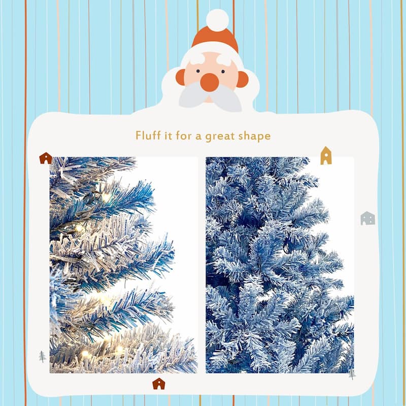 6FT Pre-Lit Snow-Flocked Christmas Tree with 750 Branch Tips