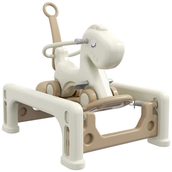 slide 2 of 8, 5 in 1 Rocking Horse for Toddlers Years 1-6, Kids Spring Ride on Horse Balance Bike with Detachable Balance Board - Cream White Cream White
