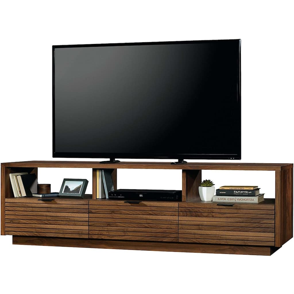 Modern Walnut Finish TV Stand Entertainment Center - Fits up to 70-inch TV - 70.98W x 18.98D x 20.75H in.