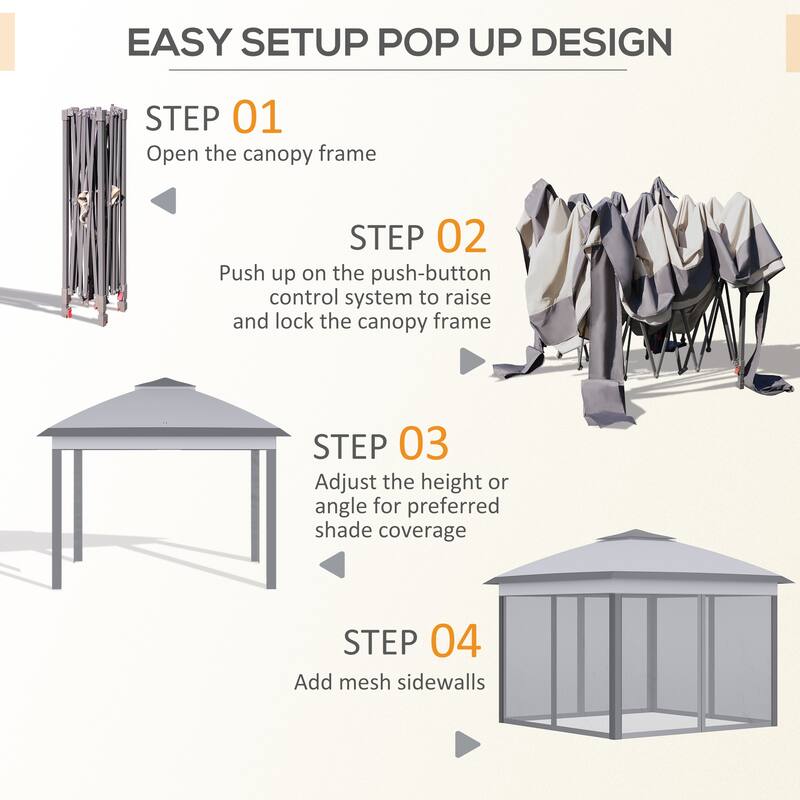 11' x 11' Pop Up Canopy Tent with Netting and Carry Bag