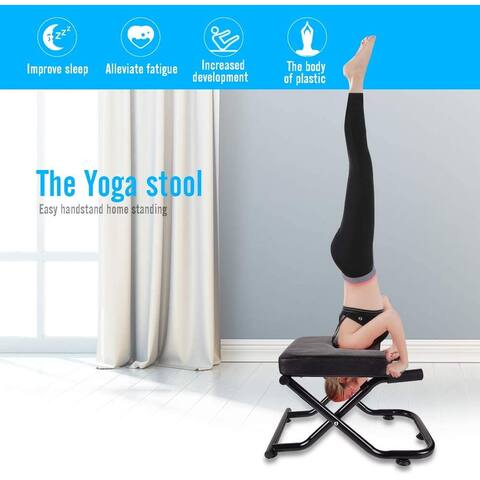 Yoga Headstand Bench, Inversion Chair Stool in Black - 26*15.5*17.5