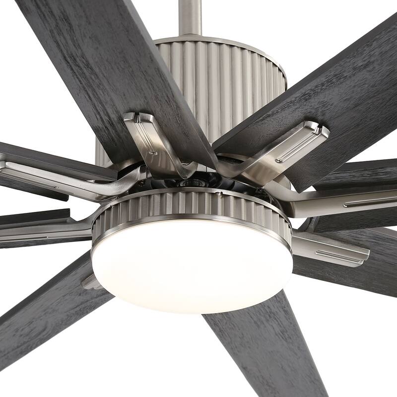 76" Smart Soild Wood Smart Ceiling Fan with Lights and Remote Phone Control Farmhouse - Large Size/76 Inch