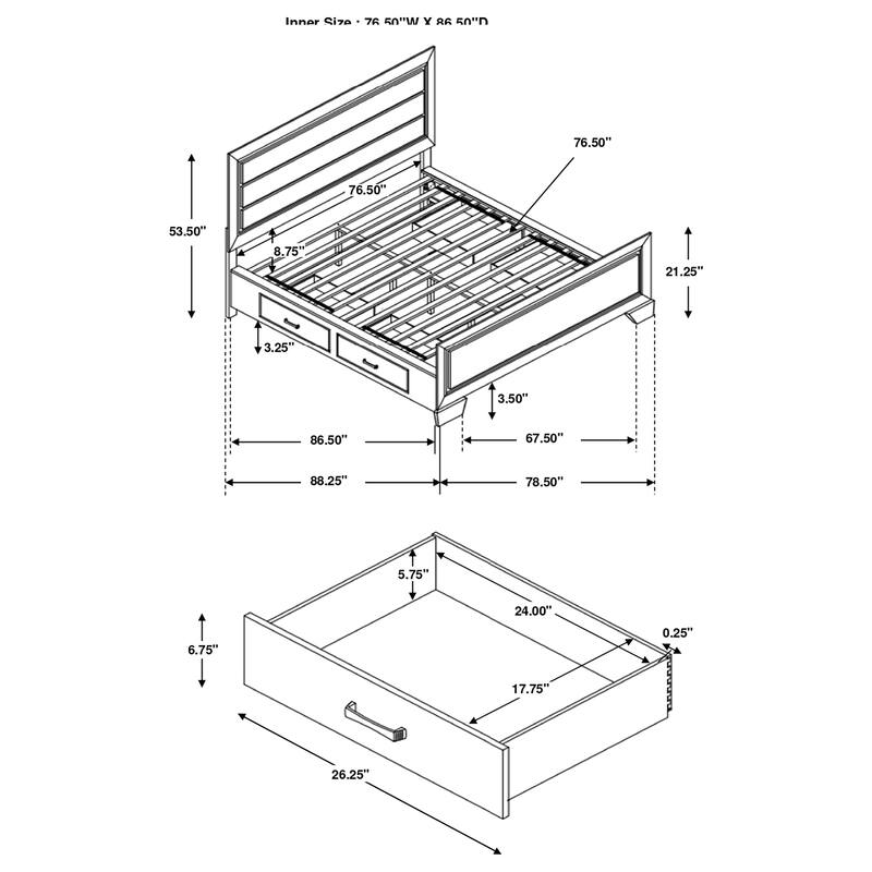Kauffman Transitional Wood Storage Panel Bed