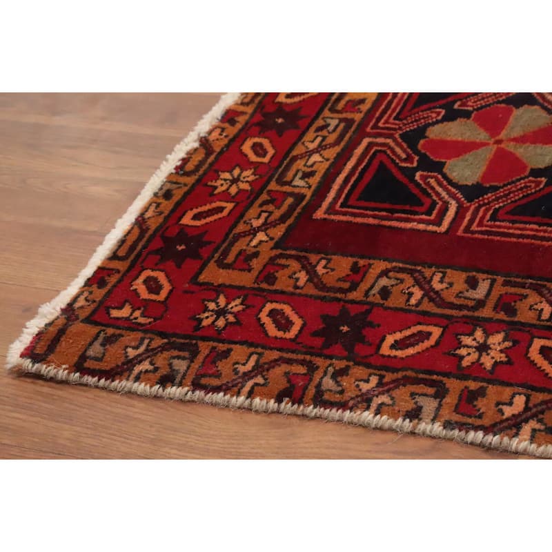 Hand Knotted Oriental 100% Wool Carpet Traditional Geometric Oranges & Rust Ardebil Runner Rug - 10' 2'' X 4' 4''
