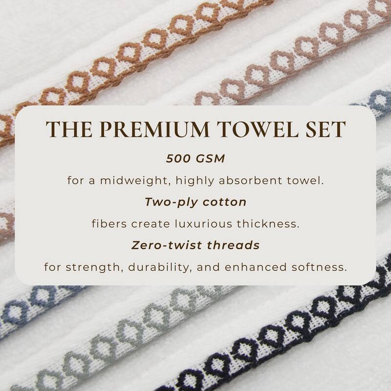 Linery & Co. Quick-Dry Cotton and Decorative Border Towel Set