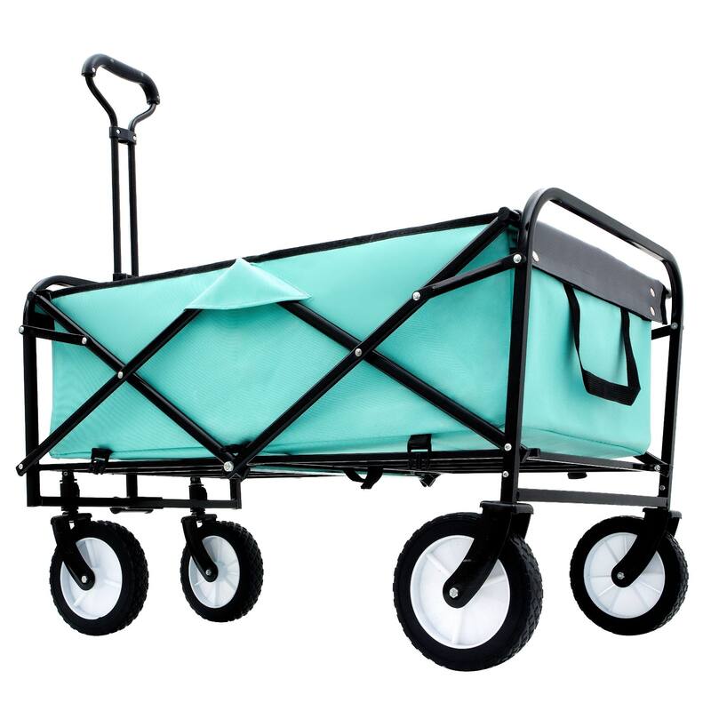 360 lb Collapsible Wagon Cart with Strapping System & 3-Pack Waterproof Liners