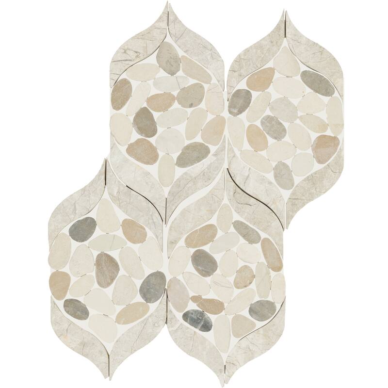 Daltile Pebble Oasis Natural Stone Petal Pebble Mosaic 15" x 11" (11 PC per Carton) (8.47 SQFT per Carton) - N/A - Seashell