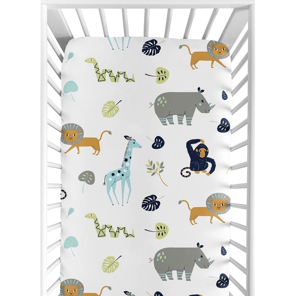 slide 2 of 6, Sweet Jojo Designs Fitted Crib Sheet for the Mod Jungle Collection