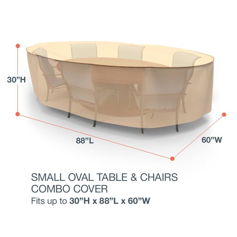 Budge Sedona Tan Outdoor Oval Table and Chairs Combo Cover Multiple Sizes - Small - 30"H x 88"L x 60"W