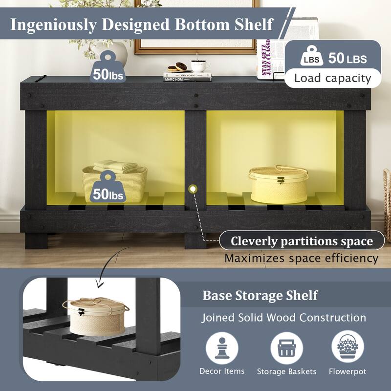 62.9" Entryway Table Console Table with Metal Rivet and Shelf