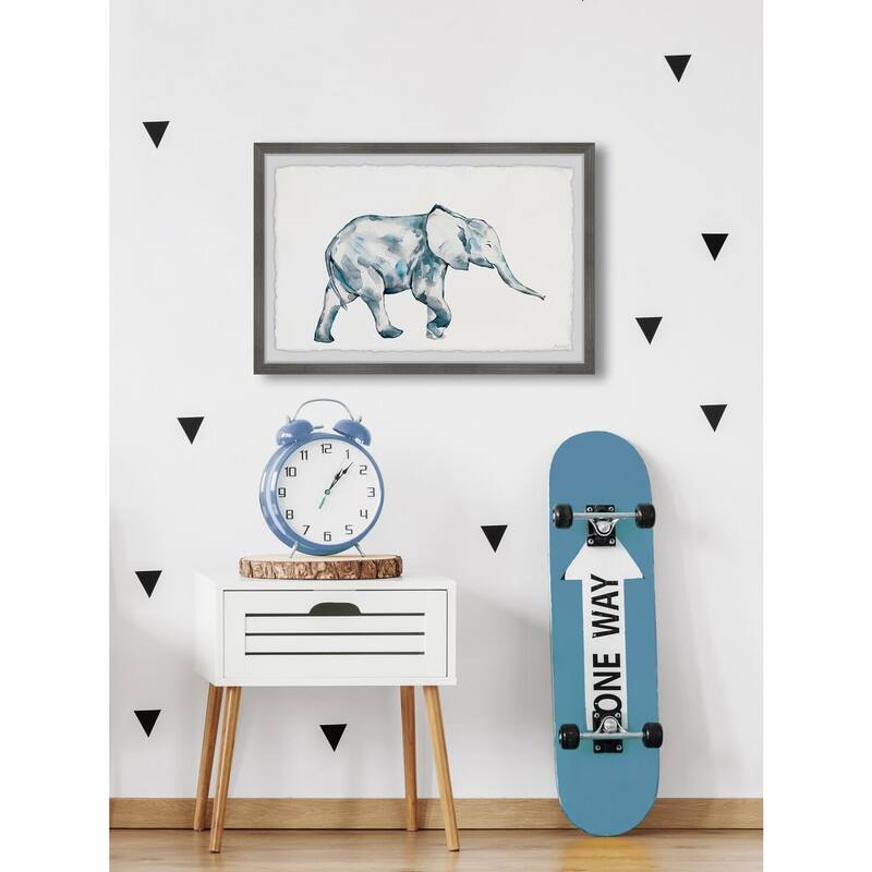 Beachy Elephant Wall Art Print Framed Canvas Painting for Living Room Decor 30x20
