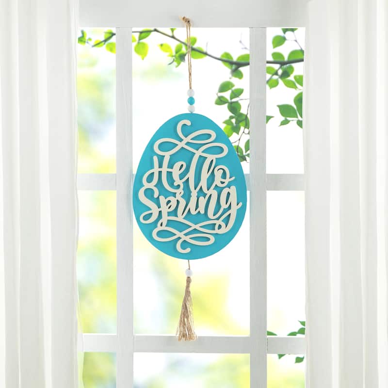Glitzhome Easter Wooden Eggs Door Hanger Metal Truck Bunny Garland Wall Hanging Decor - N/A