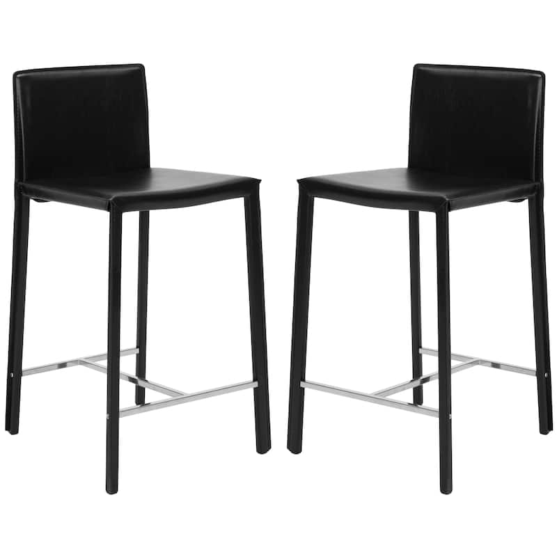 SAFAVIEH Jeraldine Mid-Century 26-inch Ave White Counter Stool (Set of 2) - 18.3" x 19.7" x 35.4" - 18Wx20Dx35H - Black