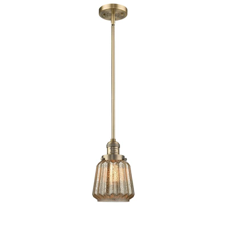 Innovations Lighting Chatham Single Light 6" Wide Mini Pendant with - Brushed Brass / Mercury Fluted