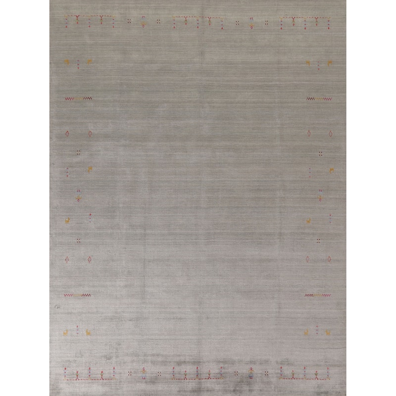 Gabbeh Area Rug Handmade Tribal / Striped Wool Carpet - 7'11"x 9'9"