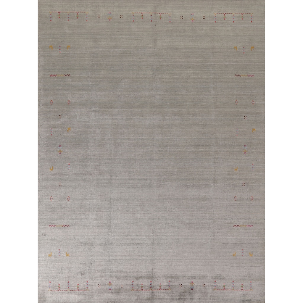 Gabbeh Area Rug Handmade Tribal / Striped Wool Carpet - 7'11"x 9'9"