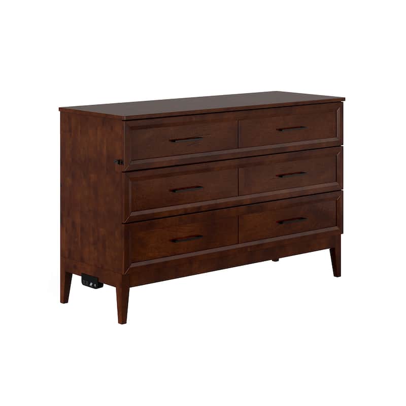 Solid Wood Murphy Bed Chest with Mattress & Charger - Twin, Full Sizes - Space Saving Furniture