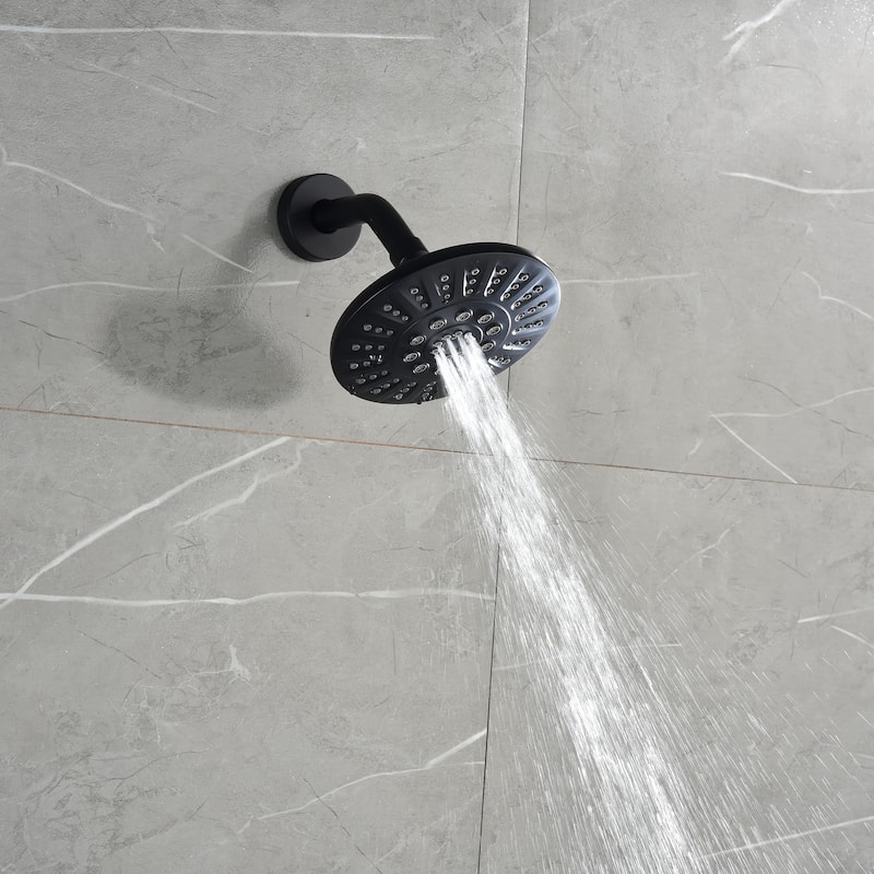 Wall Mount Shower Faucet With Tub Spout Matte Black Shower System Set With Rain Shower Head Tub Shower Trim Kit Set With Valve