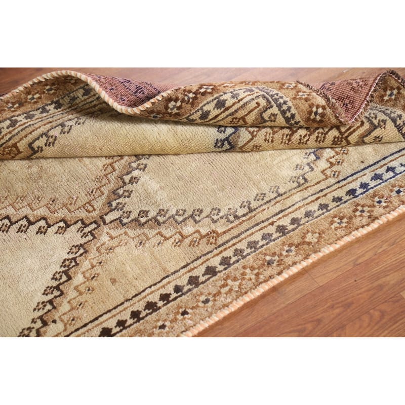 Geometric Gabbeh Persian Vintage Area Rug Hand-knotted Wool Carpet - 3'2"x 5'11"