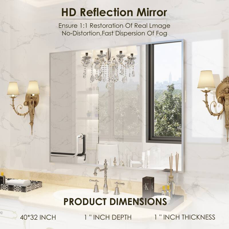 QuivaraView Wall Mounted Aluminum Frame Bathroom Vanity Mirror