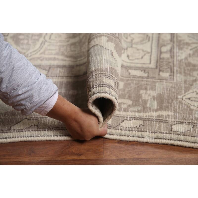 Hand Knotted Oriental 100% Wool Carpet Traditional Floral Beige & Ivories Tabriz Area Rug - 12' 6'' X 9' 6''