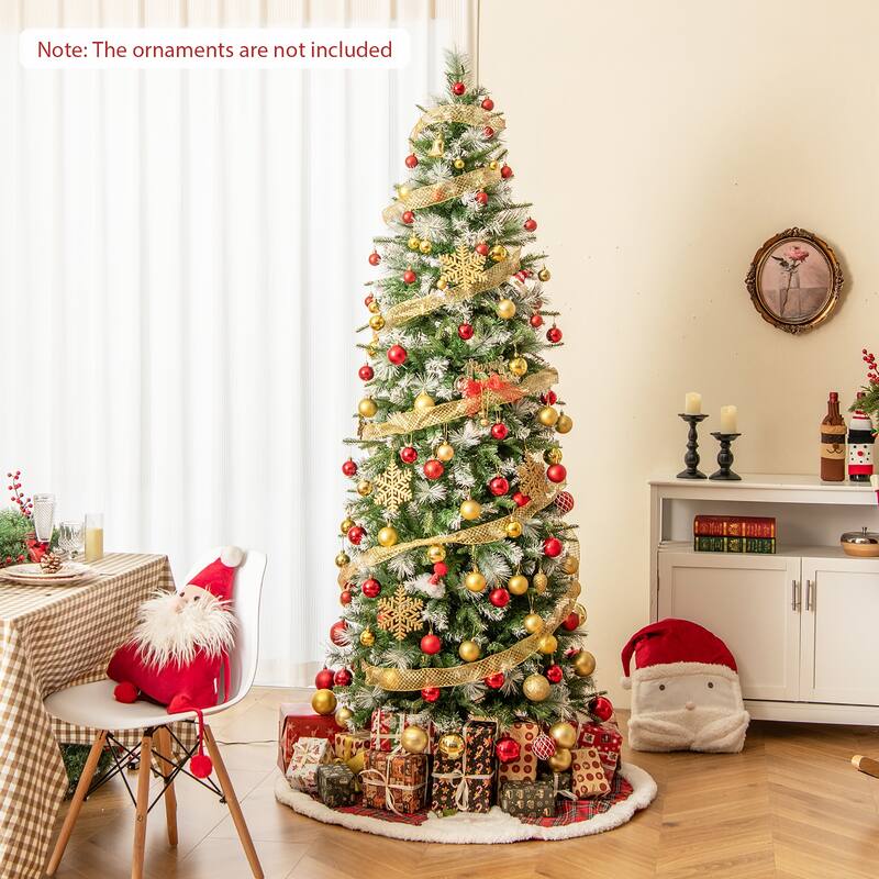 Gymax 7.5/6 FT Artificial Christmas Tree Pre-Lit Hinged Xmas Tree w/