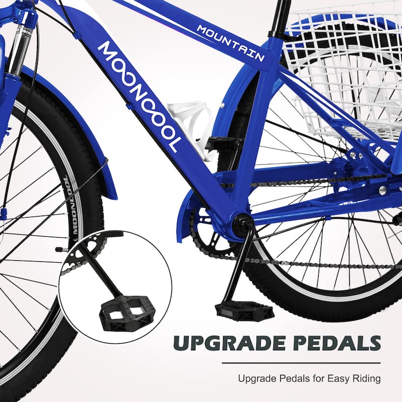 DoCred Mountain Tricycle 7 Speed 3 Wheel Bike with Basket