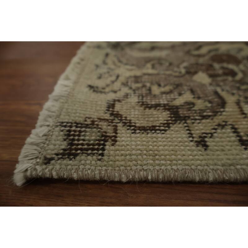 Hand Knotted Oriental 100% Wool Carpet Transitional Floral Beige & Ivories Anatolian Area Rug - 9' 0'' X 5' 3''