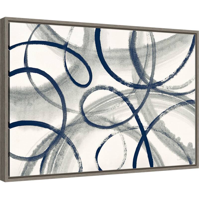 Calligraphia with Navy by Sue Schlabach Framed Canvas Art
