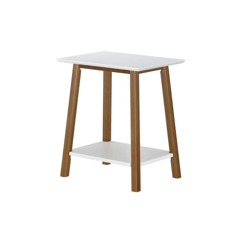 Max and Lily Mid-Century Modern End Table Nightstand with Shelf