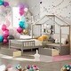 preview thumbnail 1 of 7, Twin Size House Bed with Sofa,Station,Shelves,Two Drawers Grey