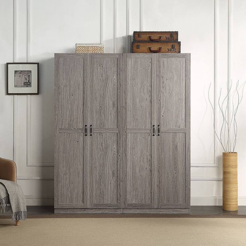 Manhattan Comfort Hopkins Modern 7 Shelf Freestanding Storage Closet Set of 2 - Grey