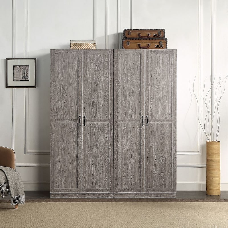 Manhattan Comfort Hopkins Modern Storage Closet 3.0 in Black - Set of 2 - Grey
