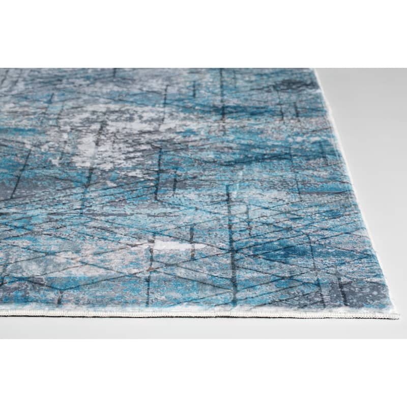 Domani Comfort Geometric Marble Faux Fur Rug
