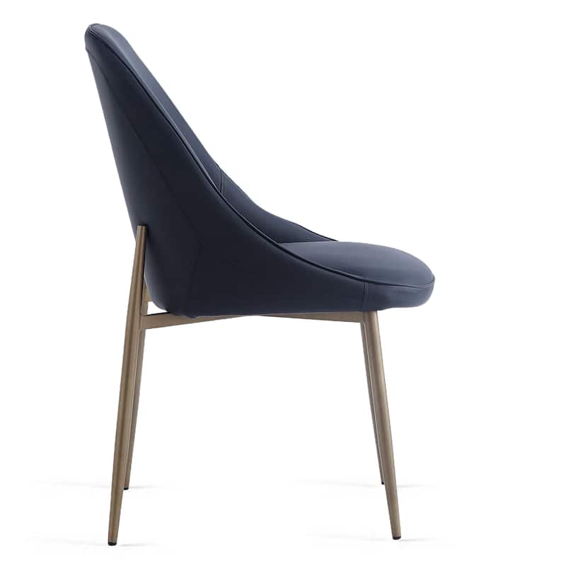 Modern Faux Leather and Metal Side Chair, Set of 2 - N/A