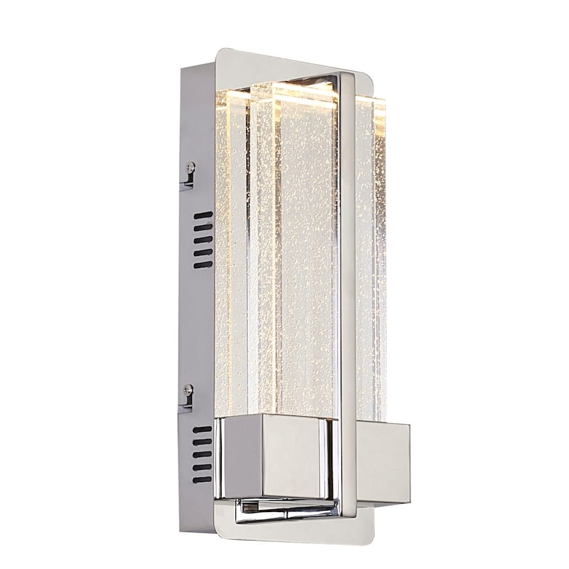 LED Wall Sconce in Chrome Finish with Clear Bubble Glass Shade, Integrated Bulb for Hallway or Living Room - 12