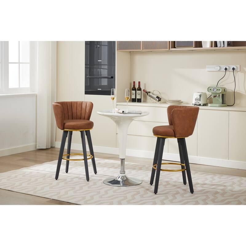 Ostweer Furniture Set of 2 26" H 360° Swivel Upholstered Barstools - Beige