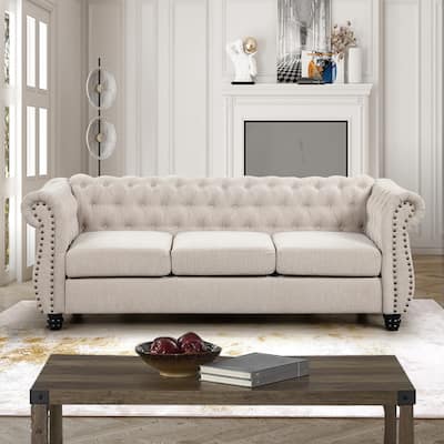 Morden Fort Sofa Tufted Upholstered Chesterfield 3-Seater Couch