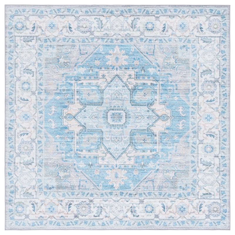 SAFAVIEH Arizona Fjola Vintage Rug - 6' Square - Grey/Turquoise