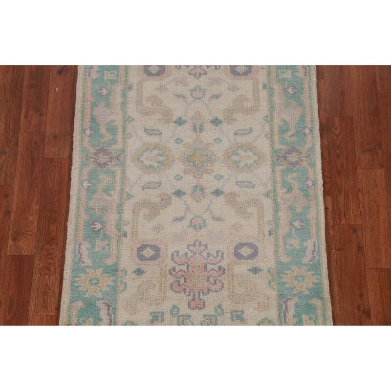 Oushak Oriental Runner Rug Handmade Wool Carpet - 2'7" x 7'10"