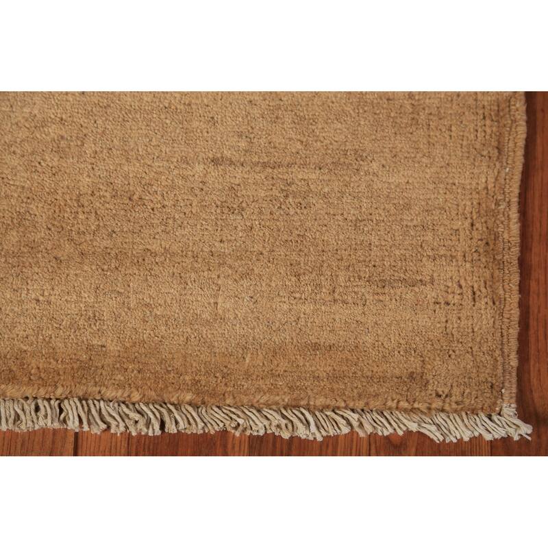 Gold Brown Gabbeh Modern Rug Handmade Wool Carpet - 2'2" x 3'5"