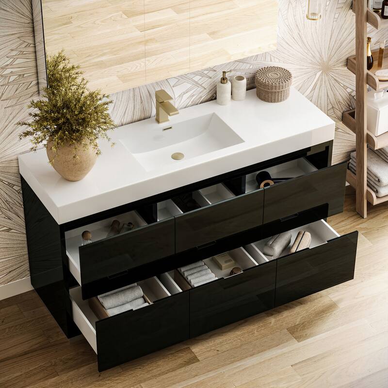 Fresca Senza 60" Single Vanity Set with Wood Cabinet and Acrylic