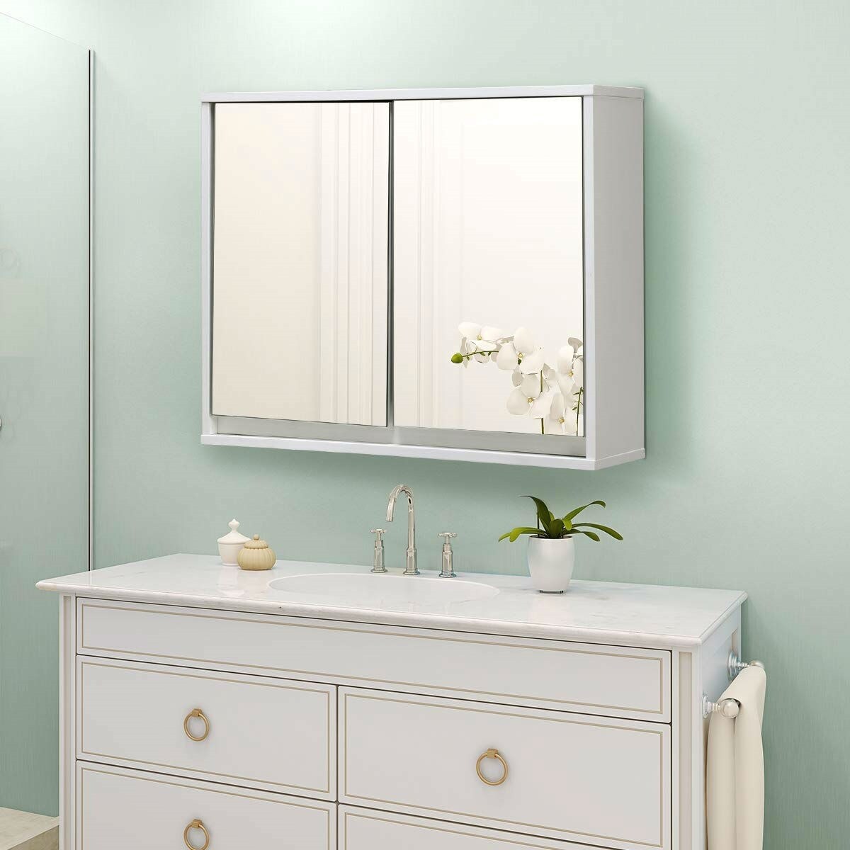 Shop Modern 22 X 18 Inch Bathroom Wall Mirror Medicine Cabinet On Sale Overstock 29084504