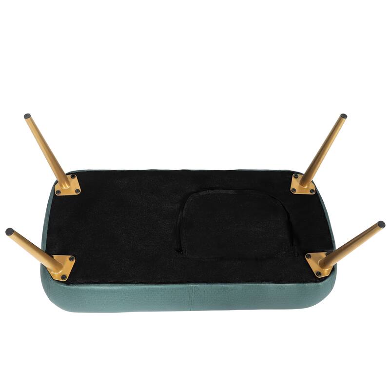 Adeco Modern Ottoman Footrest Button-Tufted Ottoman Bench With Gold Metal Legs