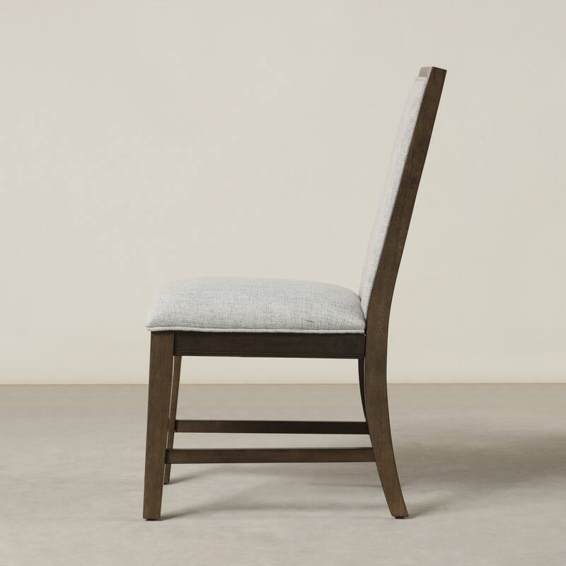 Modern Solid Wood Upholstered Dining Chairs with Fabric Seats and Rubberwood Legs, for Dining Rooms, Set of 2