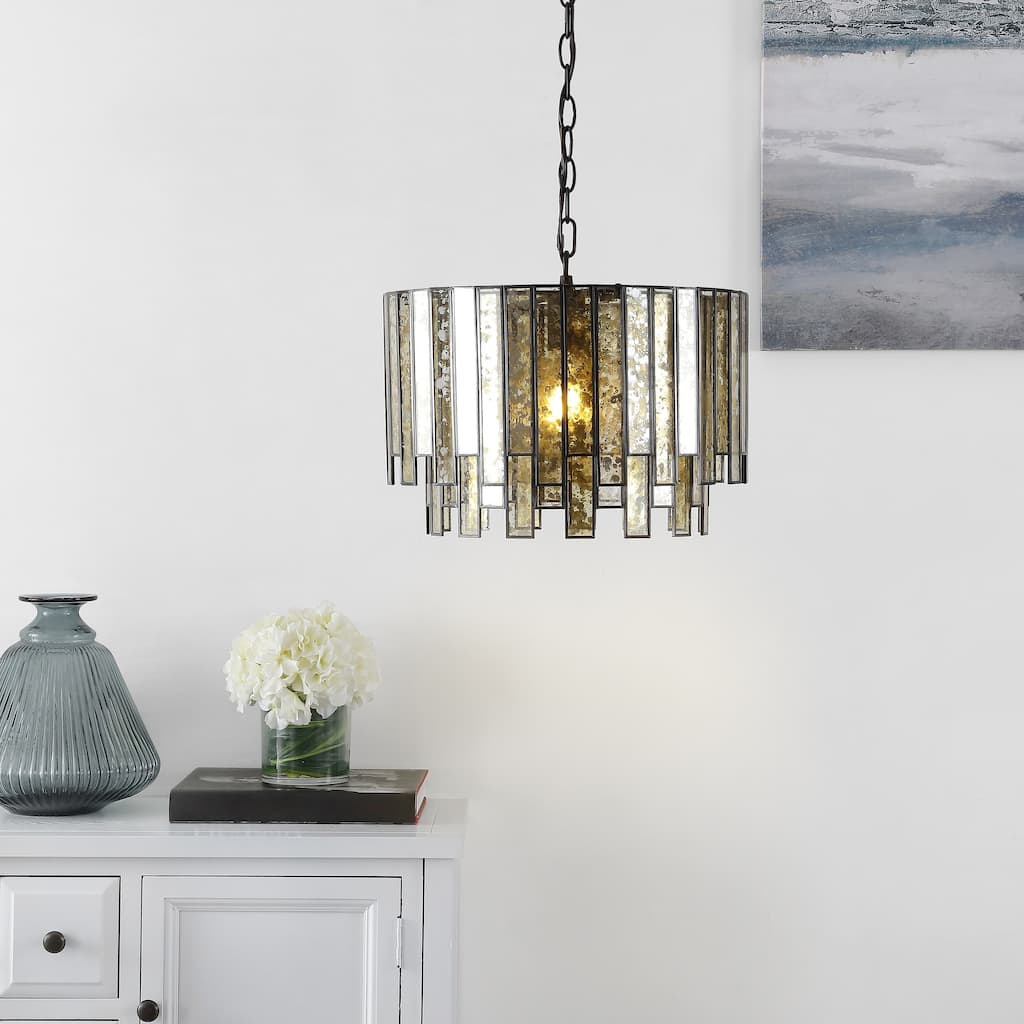 SAFAVIEH Lighting Gresher Art Deco Bronze LED Adjustable Chandelier - Oil Rubbed Bronze - 16"W x 16"D x 85"H