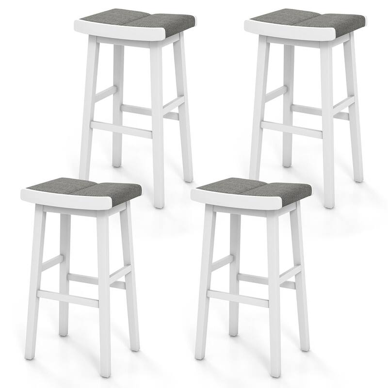 Gymax 4 PCS Saddle Bar Stools Bar Height Backless Island Pub Chairs - Counter Height - Grey - Set of 4