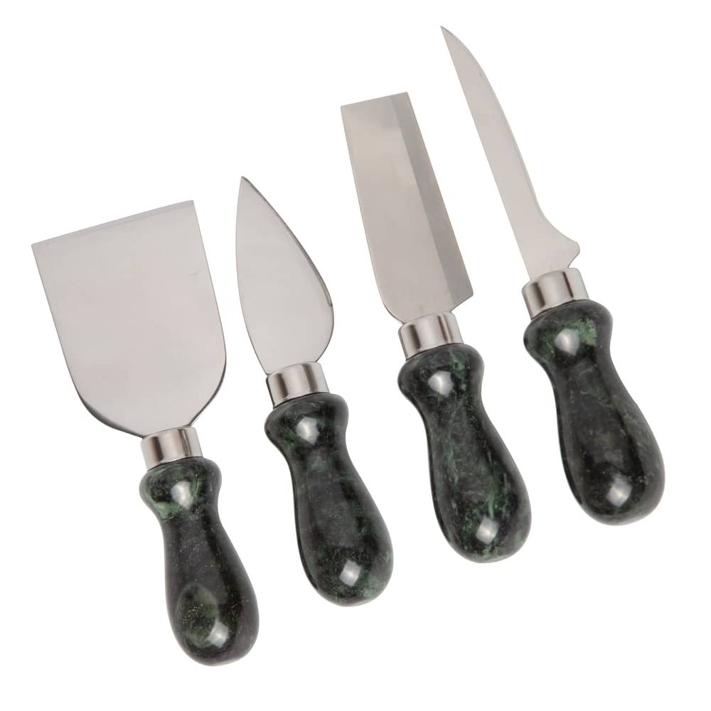 Creative Home Set of 4 Natural Green Marble Multipurpose Cheese Knife Set
